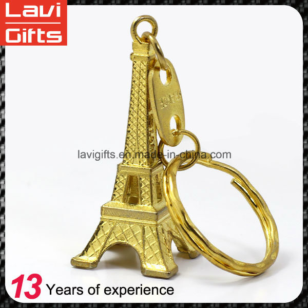 Promotion Gift Custom 3D Metal Gold Eiffel Tower Souvenir Key Chain